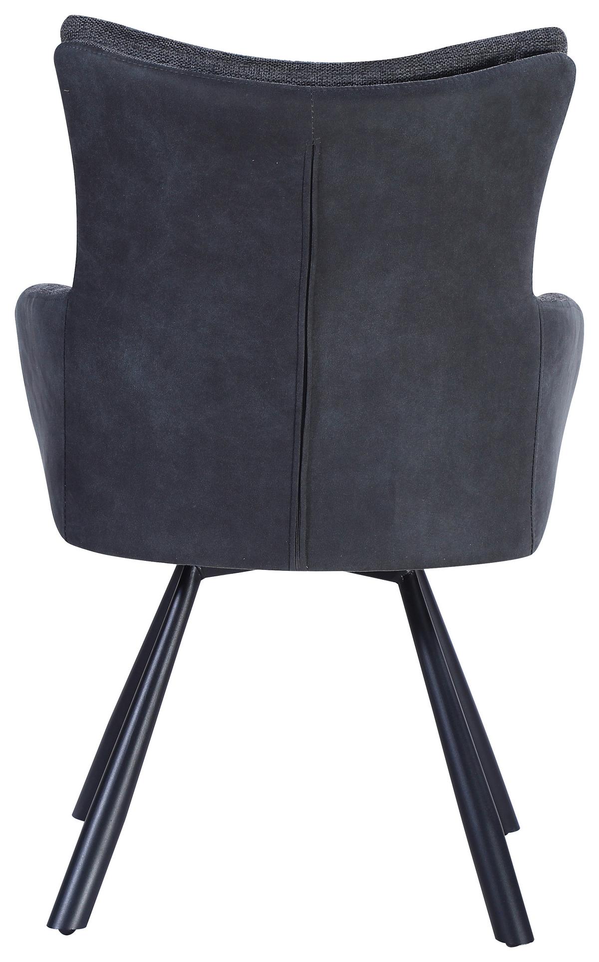 KRZESŁO Z PODŁOKIETNIKAMI JULIUS   -HOM IN- - szary, Design, metal/tkanina (60/90/63cm) - Hom`in