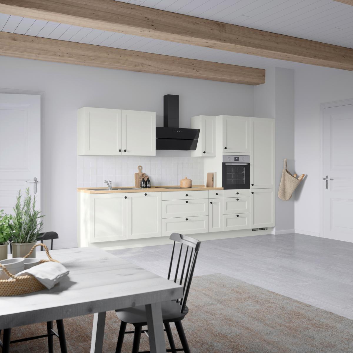 Küchenblock Cascada High m. Geräten Weiß - Eichefarben/Schwarz, MODERN, Holzwerkstoff/Metall (360cm) - Nobilia