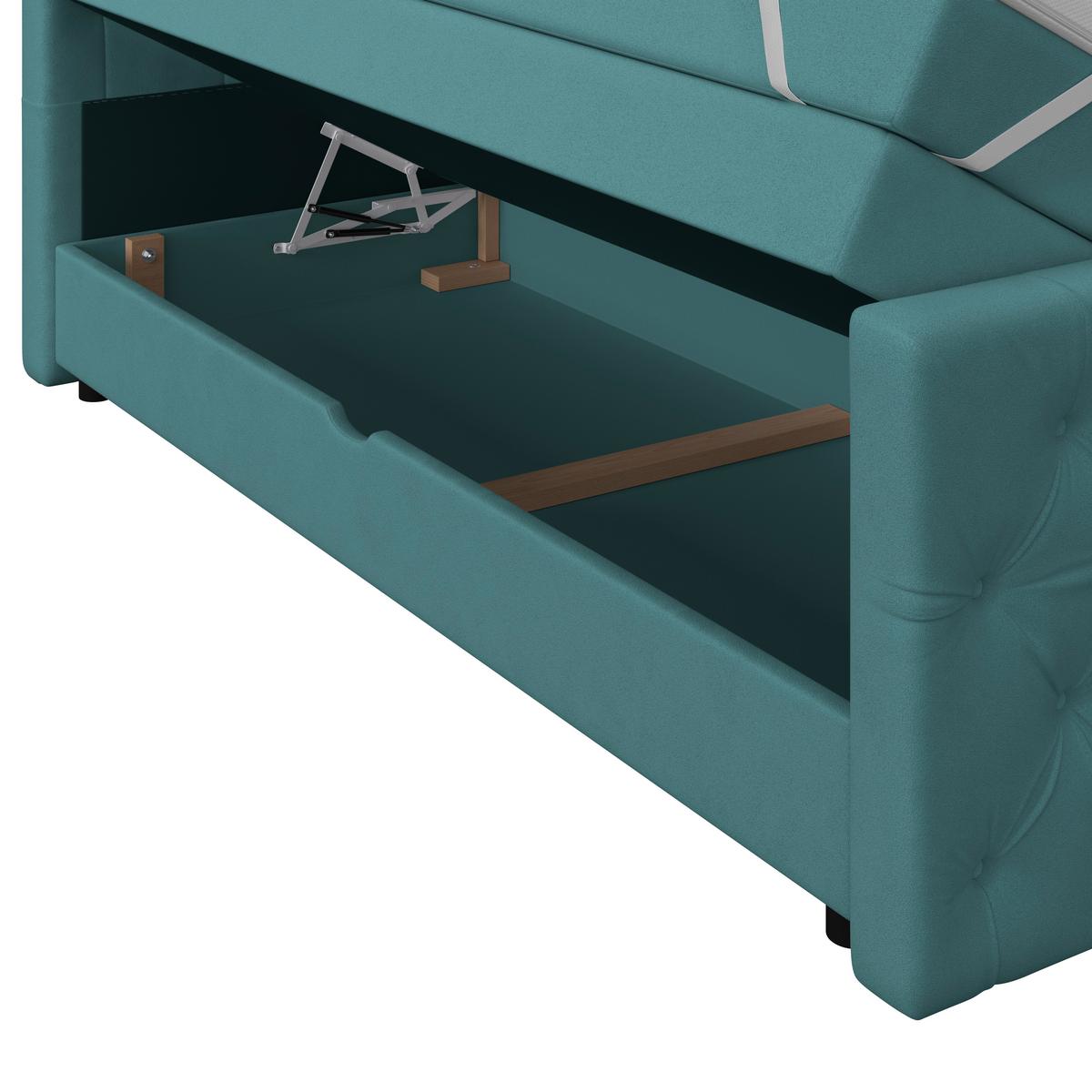 Boxspring Krevet Elio - bež/boje petroleja, Romantično / ladanjski, tekstil/plastika (180/200cm) - Modern Living