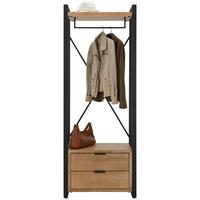 Garderobe aus Tanne massiv - Schwarz/Naturfarben, Lifestyle, Holz/Metall (69/185/38cm) - Premium Living