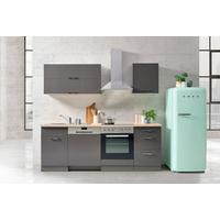 Küchenblock Mailand Anthrazit inkl. E-Geräte - Chromfarben/Eichefarben, MODERN, Holzwerkstoff/Metall (220cm) - Held