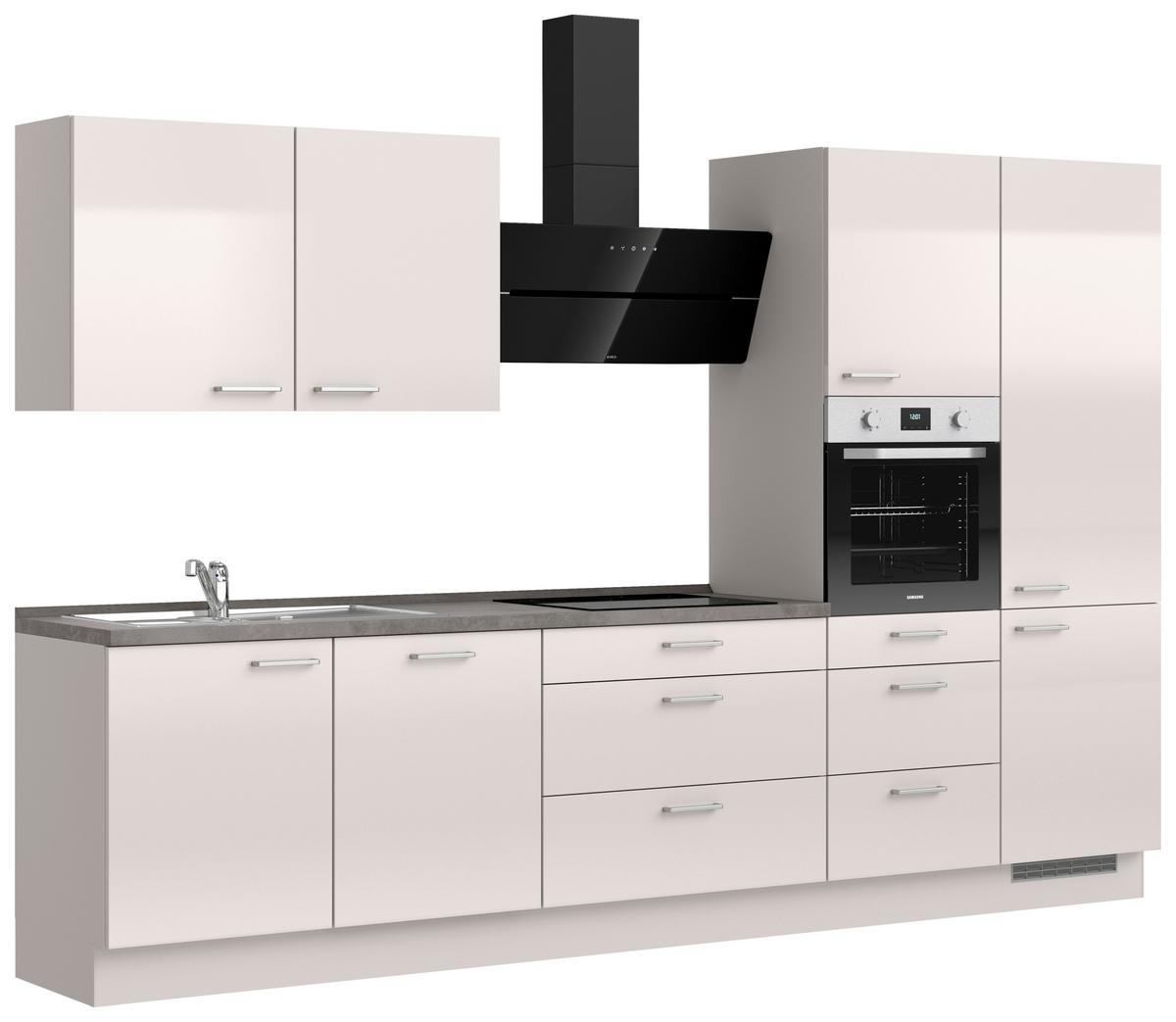 Küchenblock Flash Hig m. Geräten Hellgrau - Schieferfarben/Edelstahlfarben, MODERN, Holzwerkstoff/Metall (330cm) - Nobilia