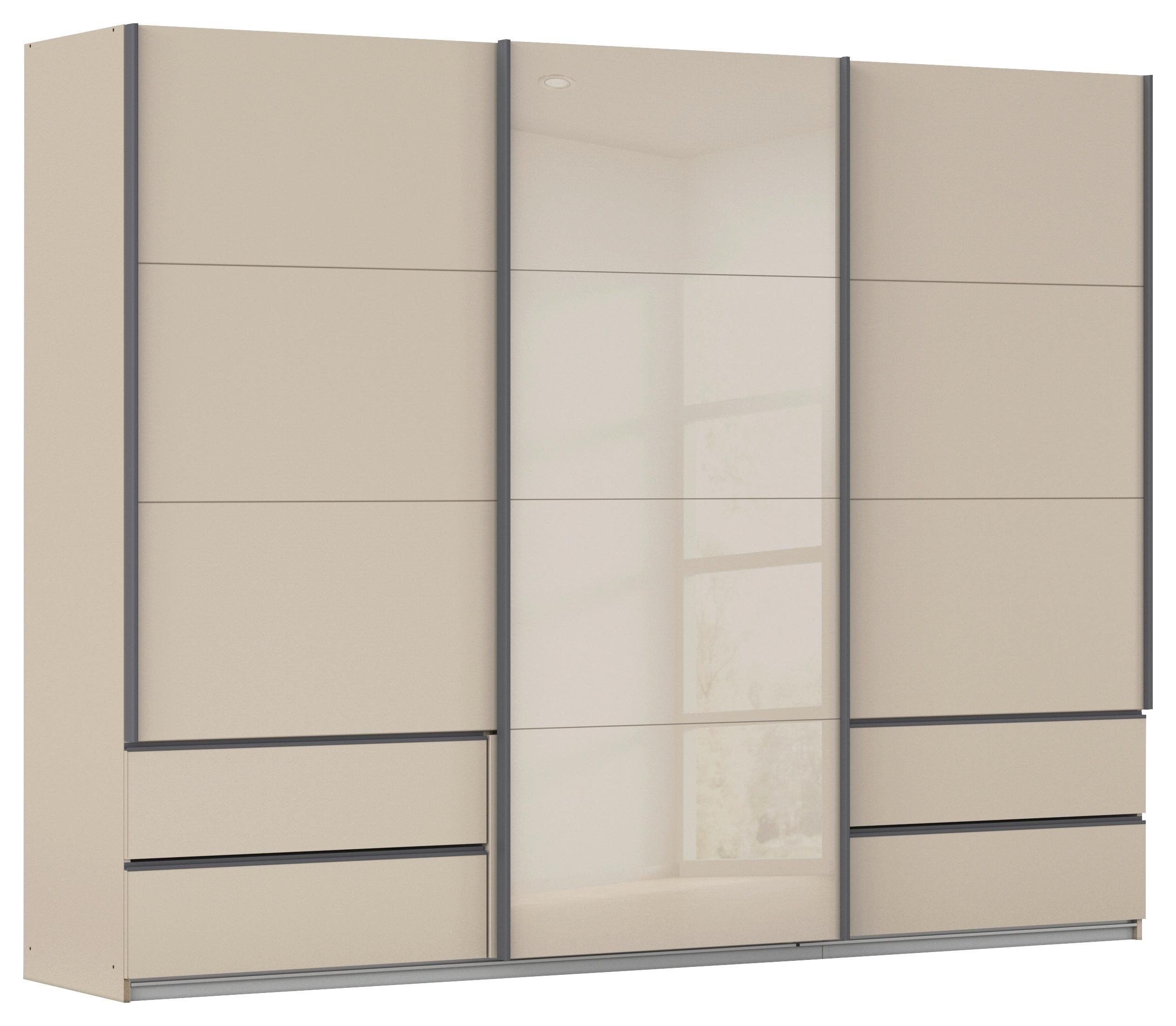 Schwebetürenschrank Elara Champagner Glas - Champagner/Grau, KONVENTIONELL, Holzwerkstoff/Metall (271/210/62cm) - Premium Living