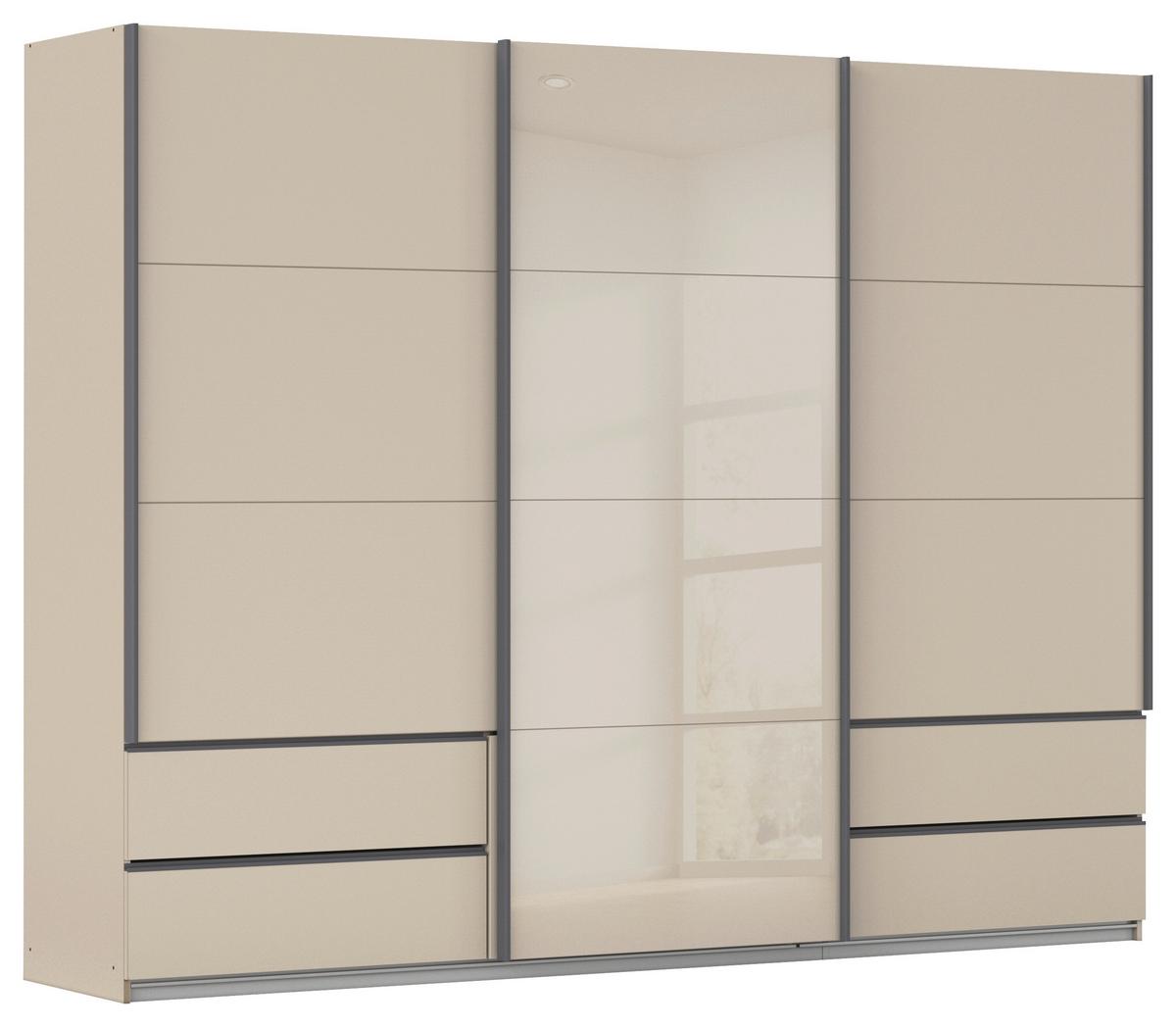 Schwebetürenschrank Elara Champagner Glas - Champagner/Grau, KONVENTIONELL, Holzwerkstoff/Metall (271/210/62cm) - Premium Living