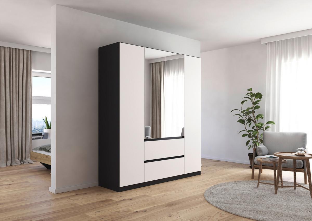 DULAP  USI ROTATIVE MAINZ - argintiu/alb, Basics, material pe bază de lemn (181/210/54cm) - Modern Living