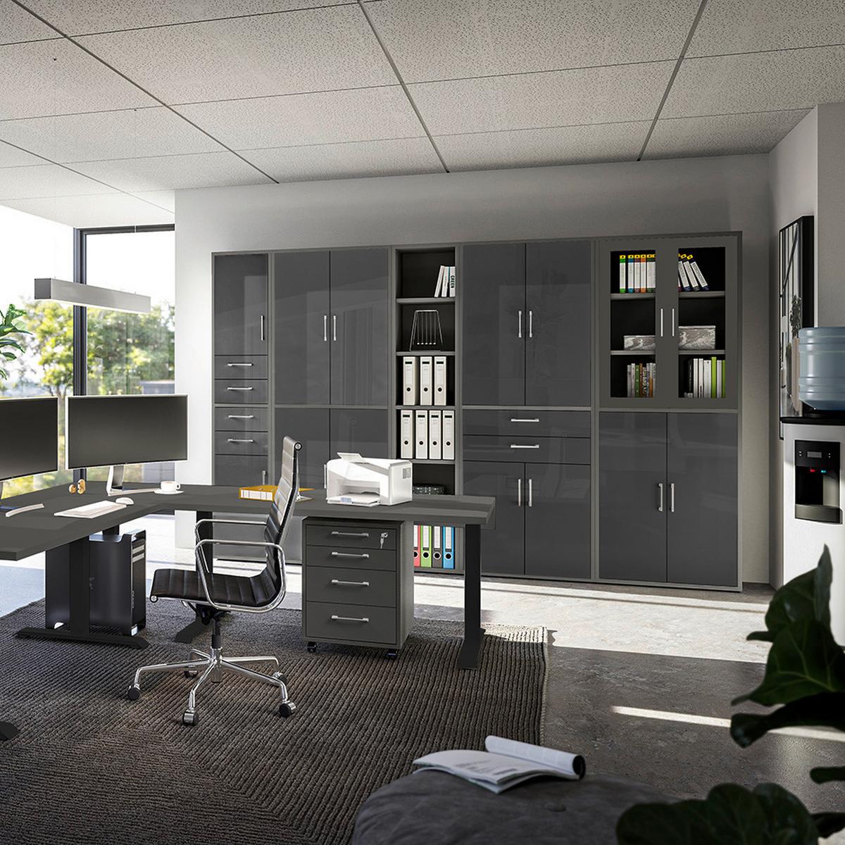 Regal Big Profi Office - Anthrazit/Schwarz, Modern, Holzwerkstoff/Kunststoff (82/111/40cm) - Mömax