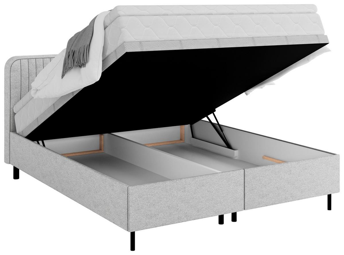 Boxbett Livetto Grau ca. 180x200cm - Schwarz/Grau, KONVENTIONELL, Holz/Textil (180/200cm) - Mömax