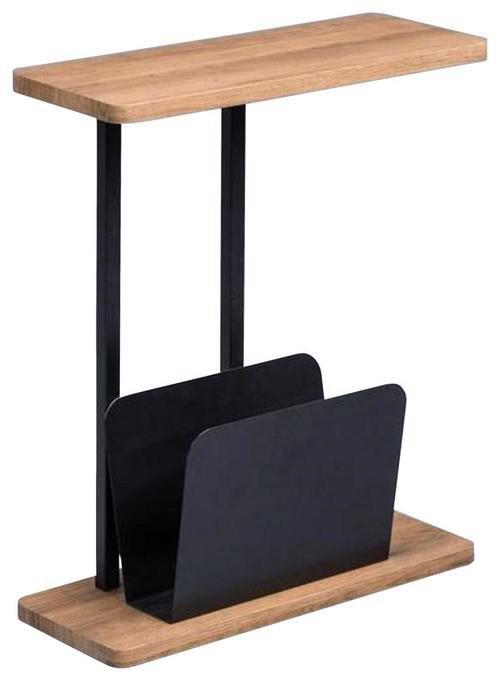 STOLIK BOCZNY ALPHA - kolor dębowy/czarny, Design, materiał drewnopochodny/metal (20/50/60cm)