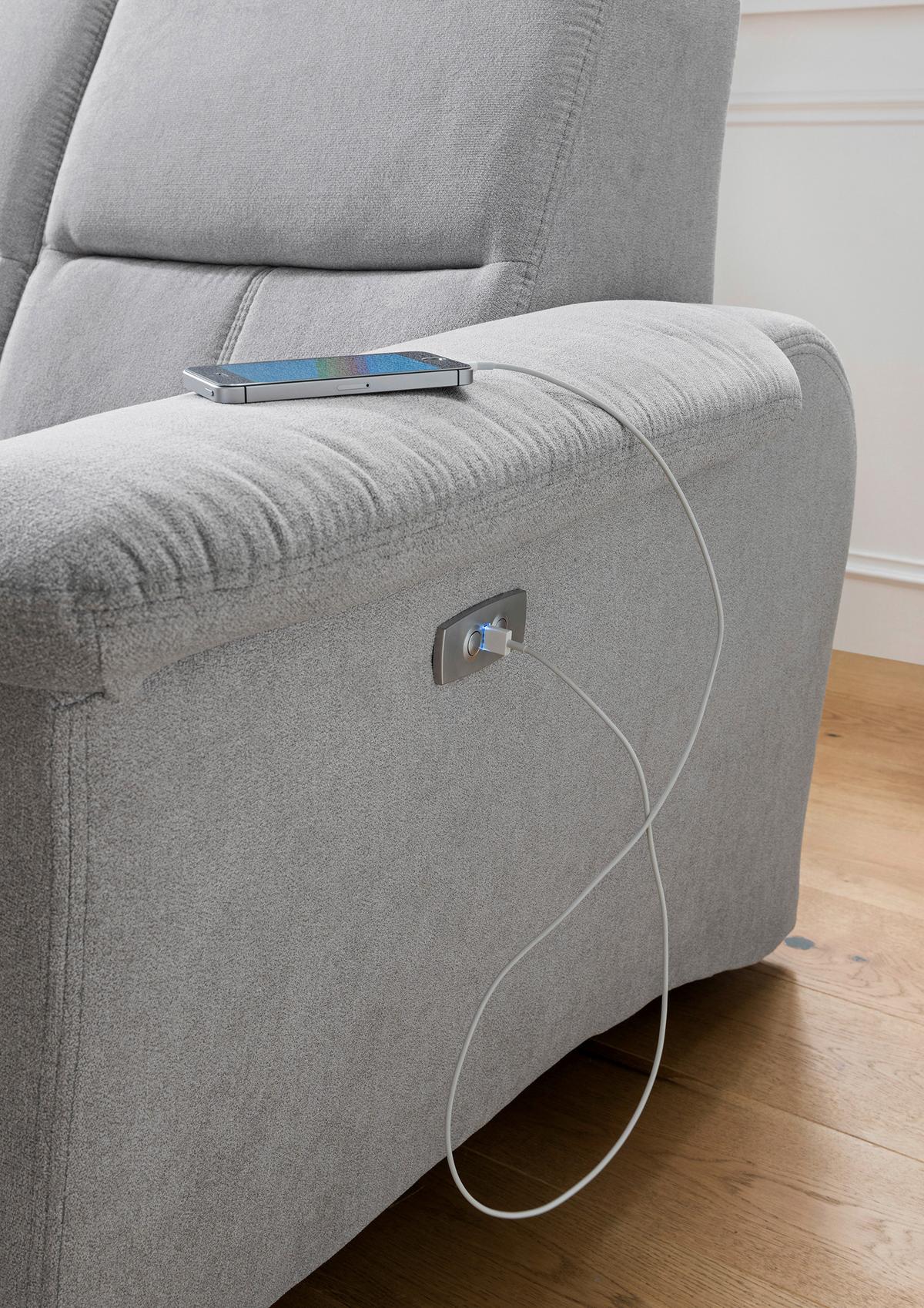 Wohnlandschaft Parole Grau Mikrofaser - Chromfarben/Grau, KONVENTIONELL, Textil/Metall (165/292cm) - Livetastic