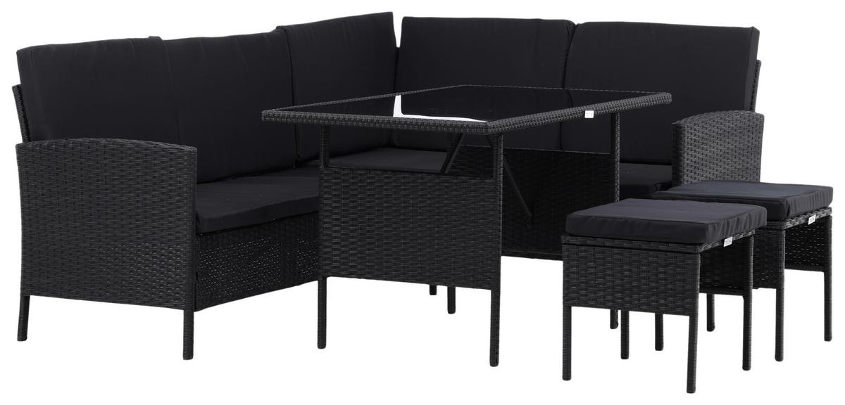 Dining-Loungeset Knock Schwarz - Schwarz, KONVENTIONELL, Kunststoff - Gardenson