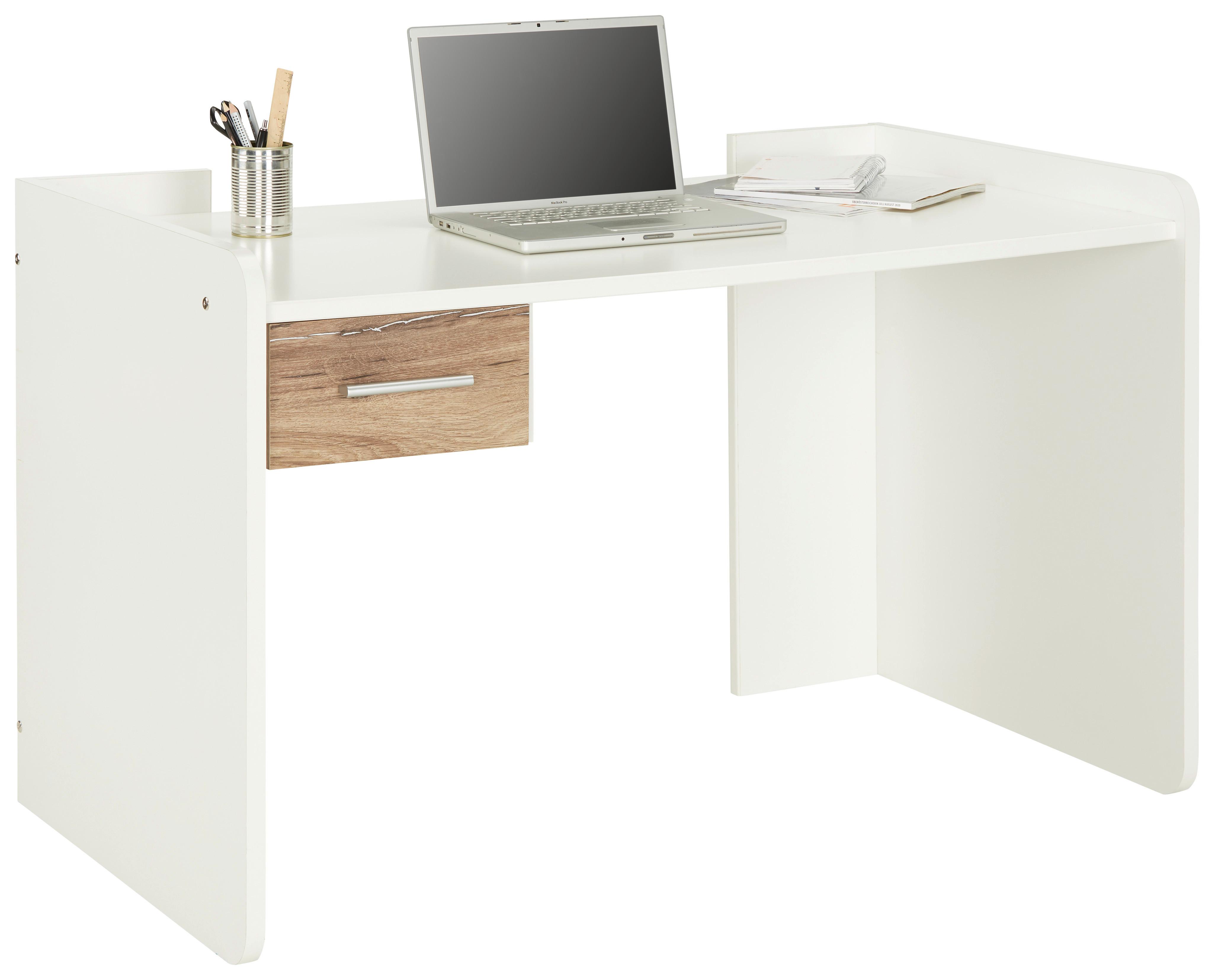 Schreibtisch In Eichefarben/weiss - Weiss/Eichefarben, Konventionell, Holzwerkstoff/Kunststoff (125/77/70cm) - Mömax