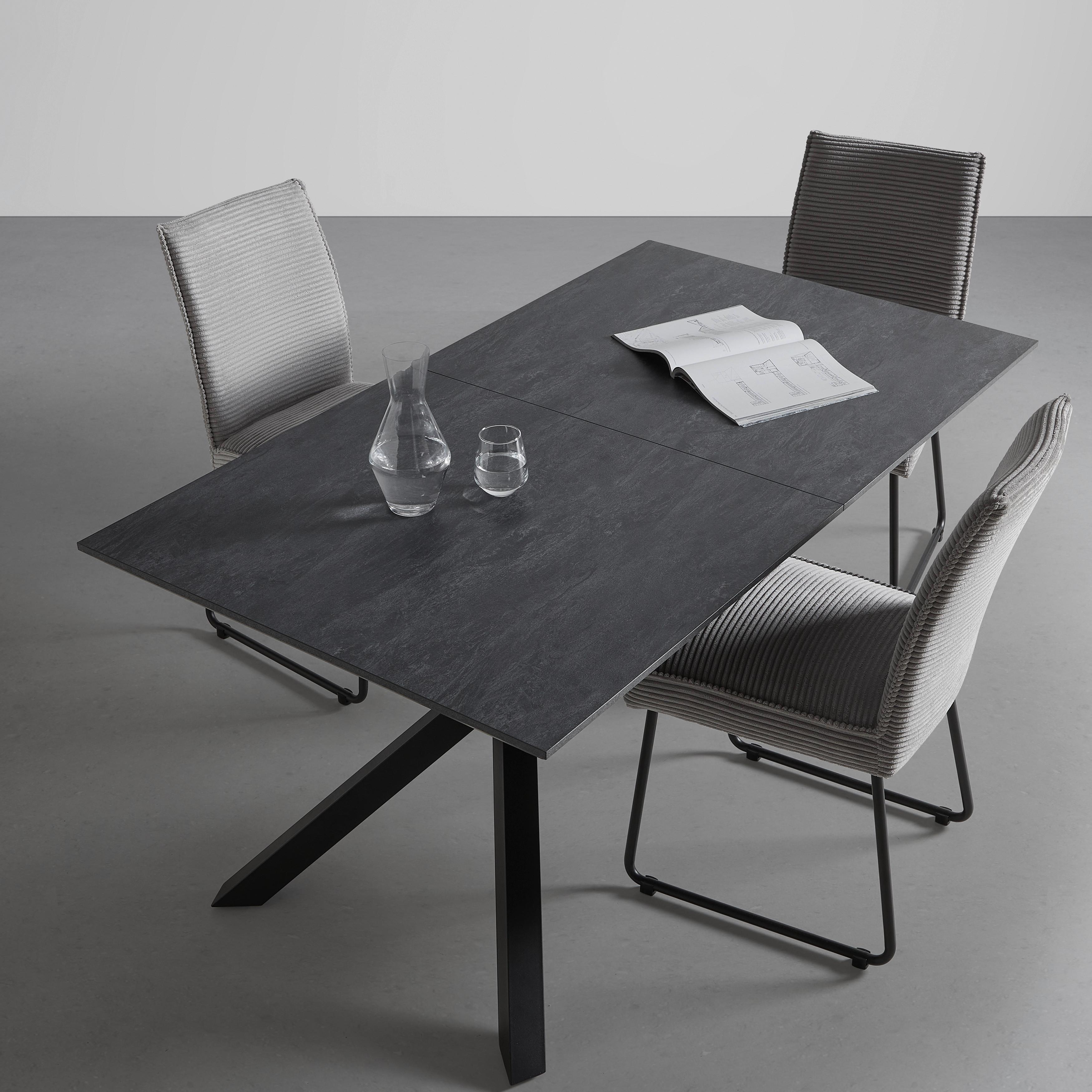 Ausziehtisch Kiano Anthrazit ca. 160-220 x 90cm - Anthrazit/Schwarz, MODERN, Holzwerkstoff/Metall (160-220/90/76cm) - Mömax