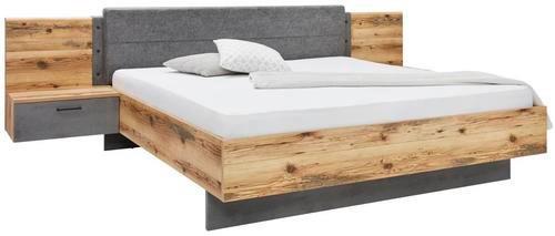 Set Kreveta I Noćnih Ormarića Alicante - siva/boje smreke, Moderno, drvni materijal/tekstil (180/200cm) - Modern Living
