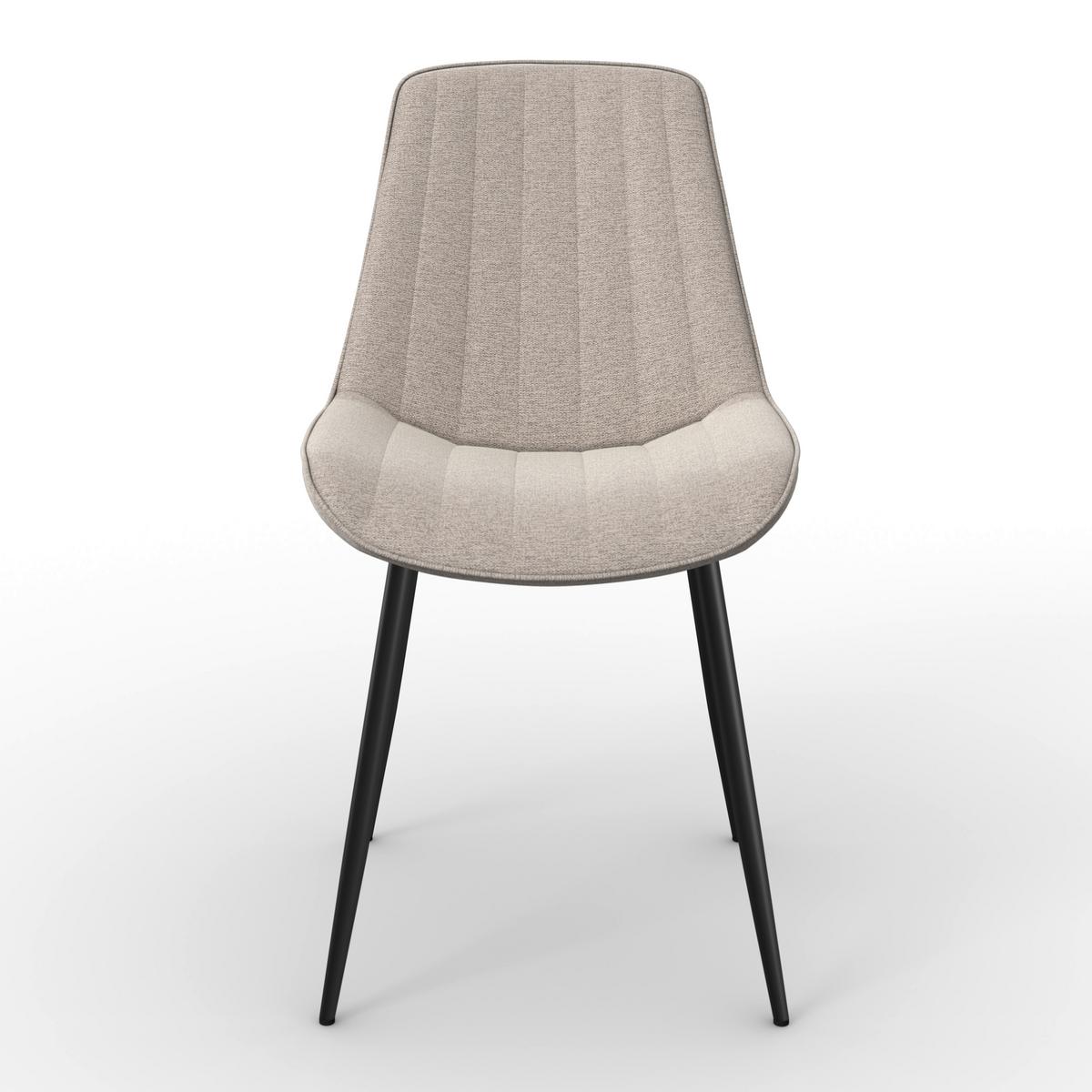 Tischgruppe Eolona Creme 5-tlg. - Eukalyptusholzfarben/Creme, MODERN, Holzwerkstoff/Textil - Bessagi Home