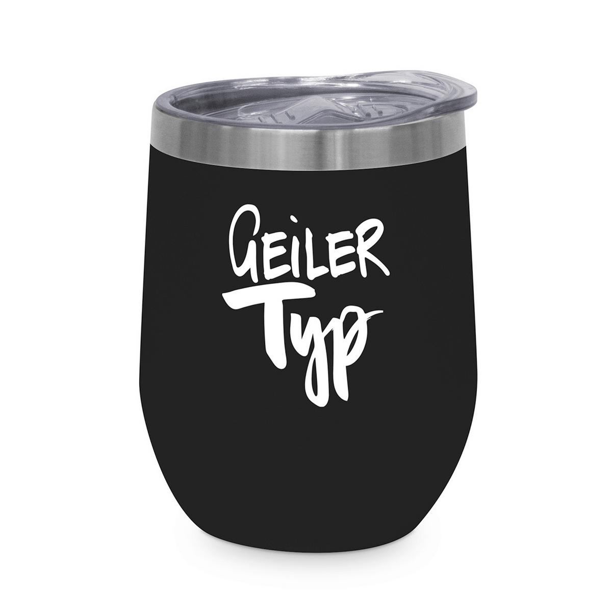 Thermobecher Geiler Typ ca. 350ml - Schwarz/Weiß, MODERN, Metall (9/11,5cm)