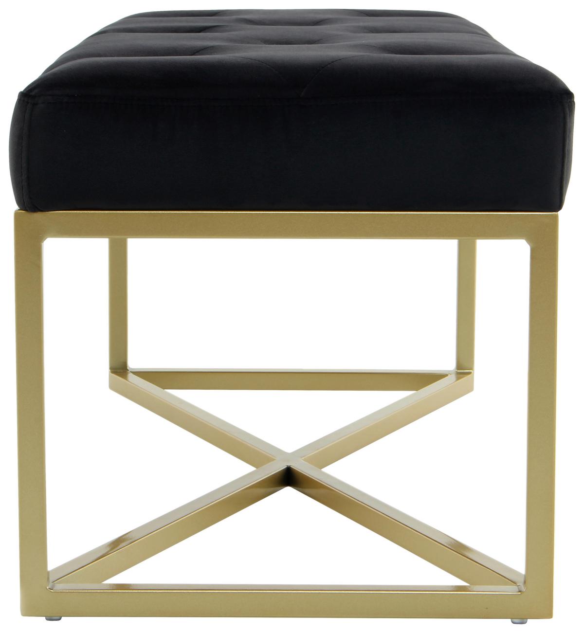 SITZBANK DIAZ 100 SCHWARZ / GOLD - Goldfarben/Schwarz, Design, Holzwerkstoff/Textil (40/40/90cm) - Kayoom