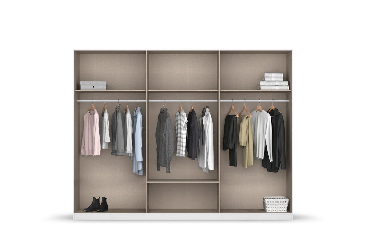 Omara Za Oblačila Bari, Bela, Barva Hrasta - siva/bela, Basics, kovina/leseni material (271/210/54cm) - Boxxx
