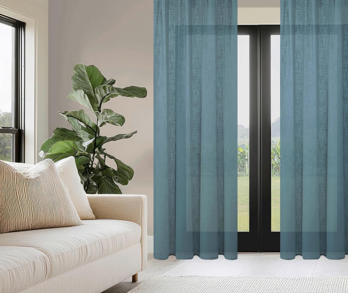 Fertigvorhang Softy Dunkelblau ca. 140x160cm - Dunkelblau, Textil (140/160cm)