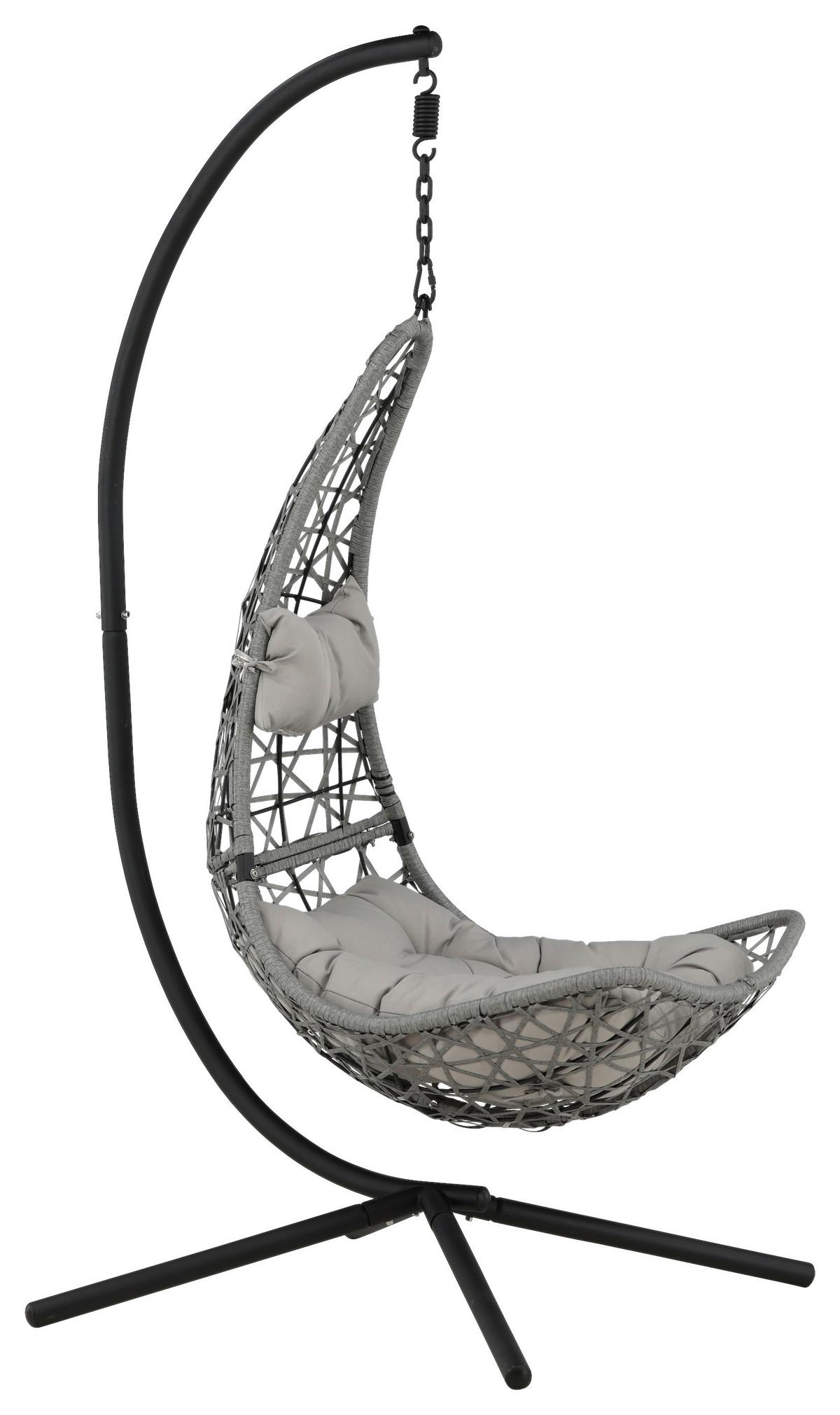 Hängesessel Edinburgh ca. 132x205x130cm Grau/Schwarz - Schwarz/Grau, KONVENTIONELL, Kunststoff (132/205/130cm) - Gardenson