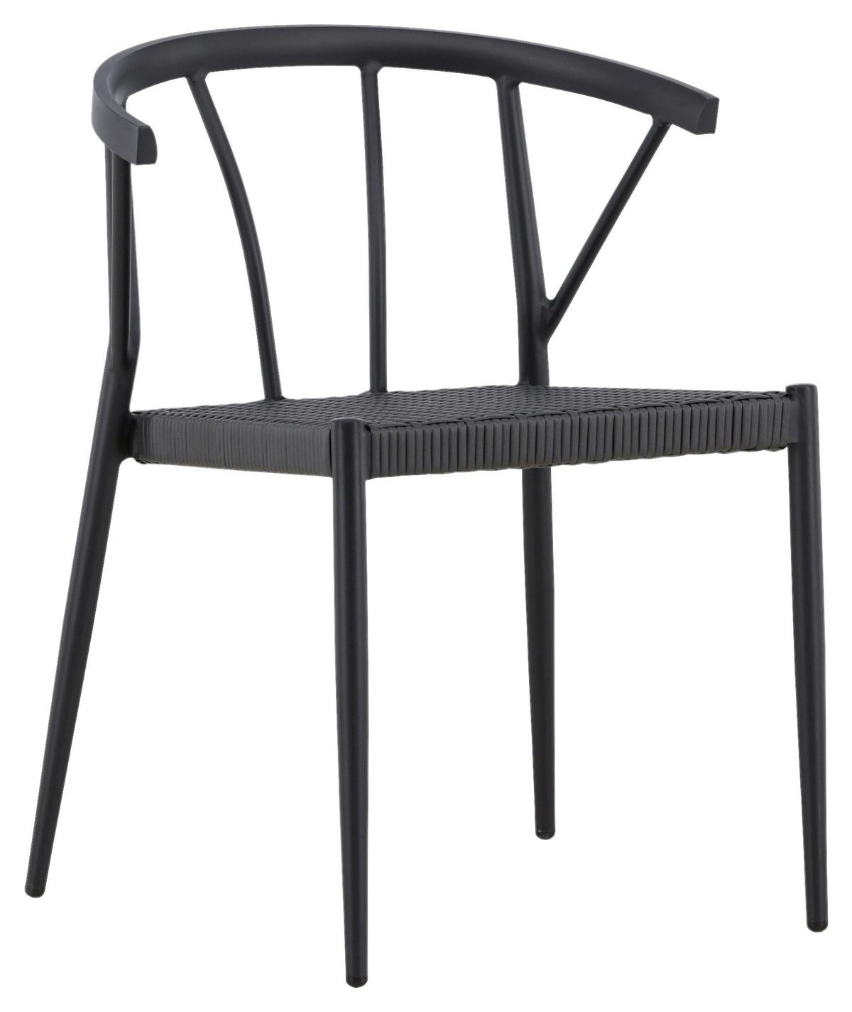 Gartenstuhl 6er-Set Stina ca. 47x79,5x49 cm Schwarz - Schwarz, KONVENTIONELL, Kunststoff/Metall (47/79,5/49cm) - Gardenson