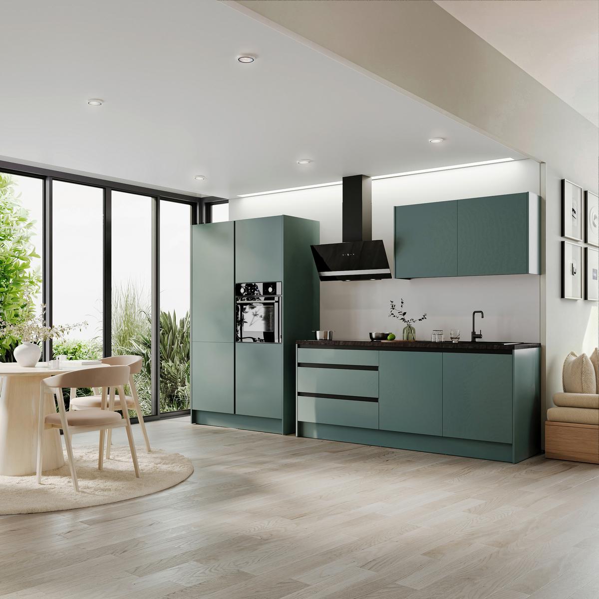 Konyhablokk Gépek Nélkül Troja Zb 335 Green-F - fekete/zöld, Design, faalapú anyag (335cm)