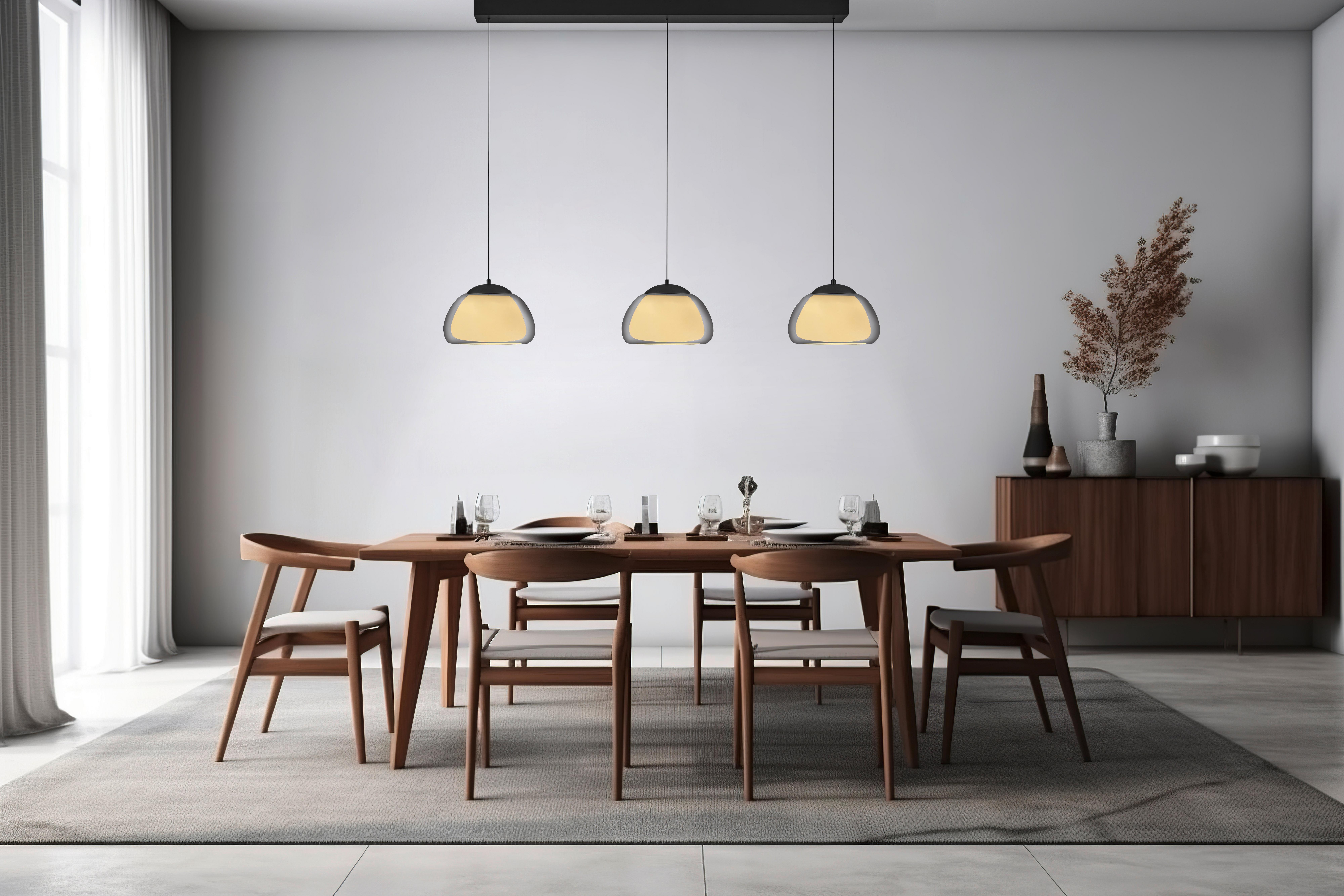 LAMPA WISZĄCA LED 20636/3-06 LUXXO - czarny, Design, metal (125/24.5/60-180cm) - Hell
