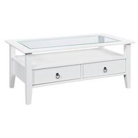 Couchtisch Provence ca. 115x60cm Kiefer Weiß - Schwarz/Weiß, MODERN, Glas/Holz (115/60/45cm) - Livetastic