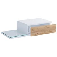 NACHTKÄSTCHEN KONSILA L - Honigeiche/Weiss, Modern, Glas/Holzwerkstoff (65/15/30cm) - MID.YOU