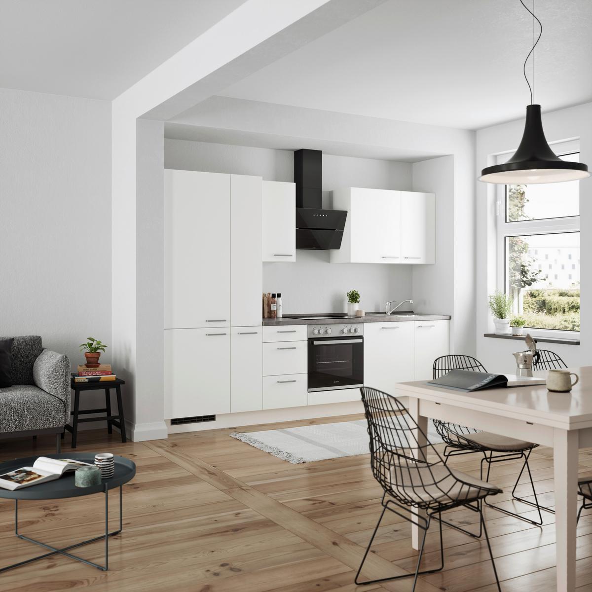 Küchenleerblock Touch High o. Geräte Weiß - Edelstahlfarben/Weiß, MODERN, Holzwerkstoff/Metall (300cm) - Nobilia