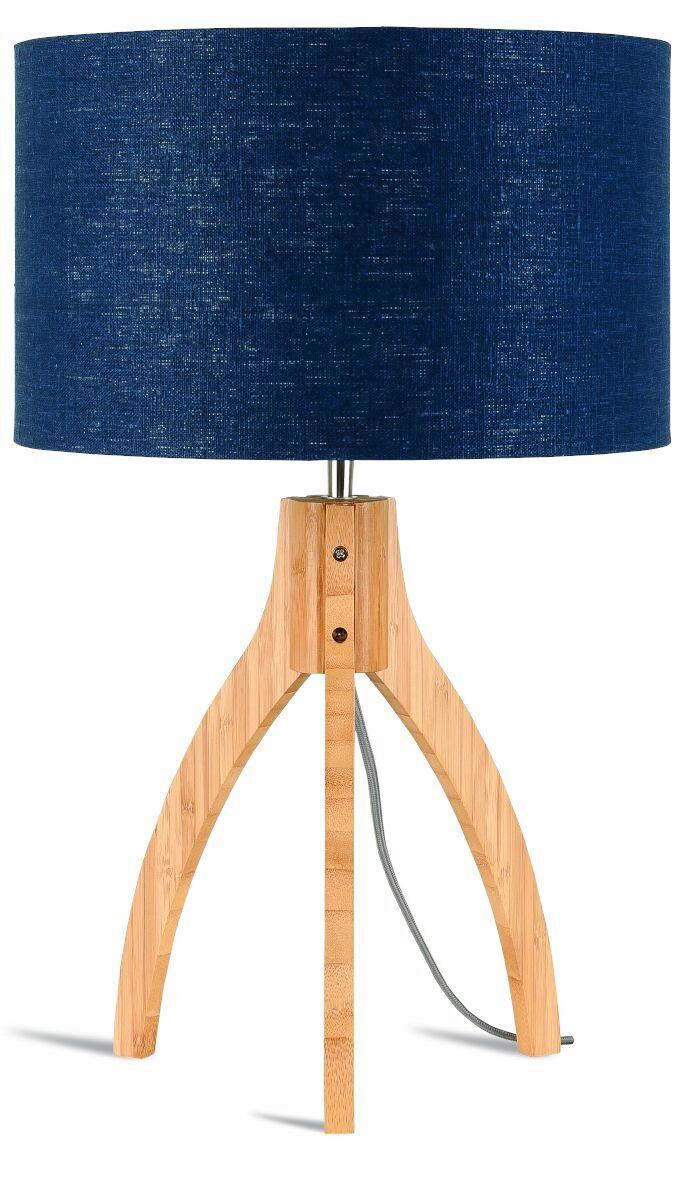 Namizna Svetilka Anna, Modra, Bambus - modra/naravne barve, Trend, tekstil/les (36/54cm) - Good & Mojo
