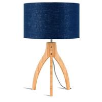 Namizna Svetilka Anna, Modra, Bambus - modra/naravne barve, Trend, tekstil/les (36/54cm) - Good & Mojo