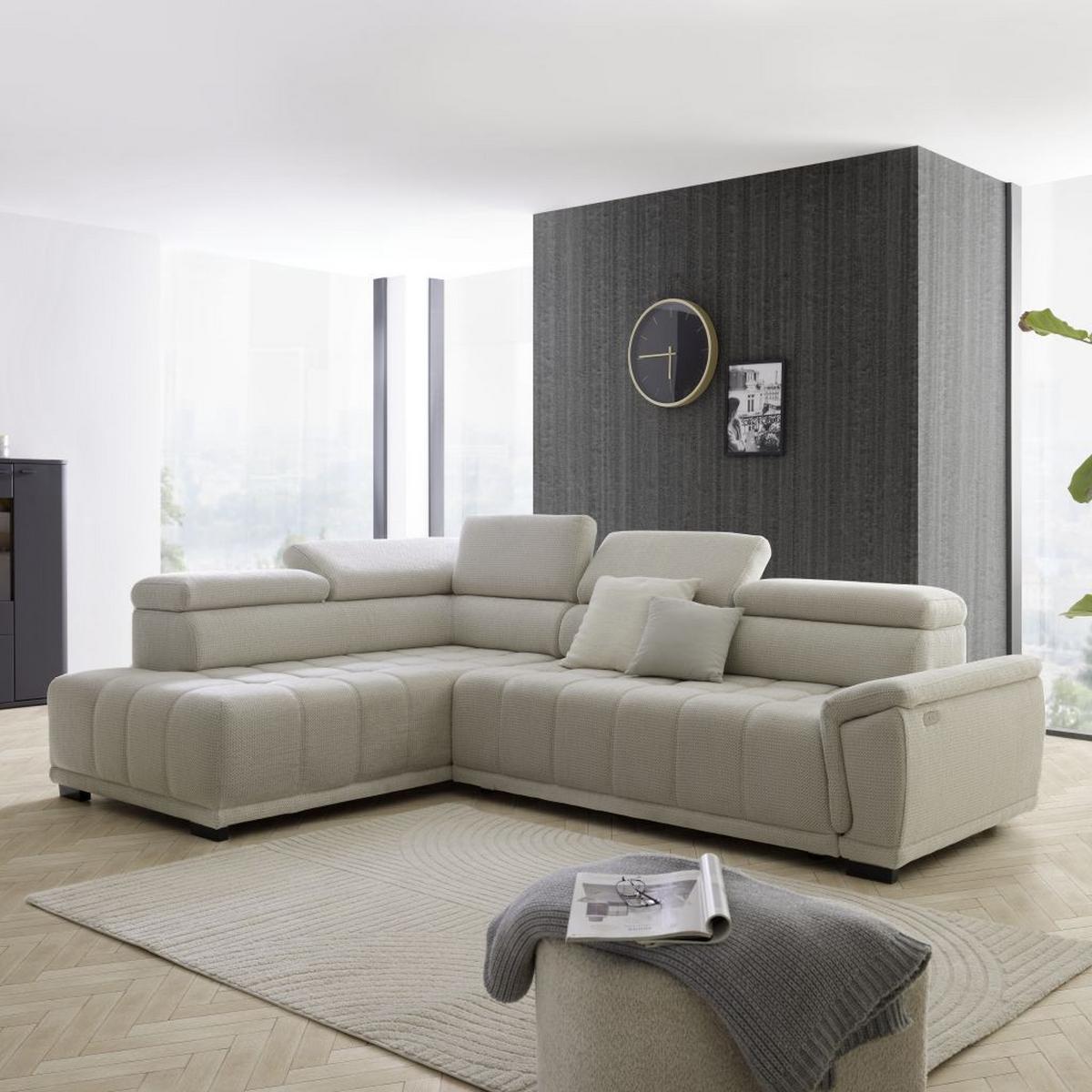 Kutna Garnitura Gremio - sivo-bijela/crna, Moderno, tekstil/plastika (206/283cm) - Modern Living
