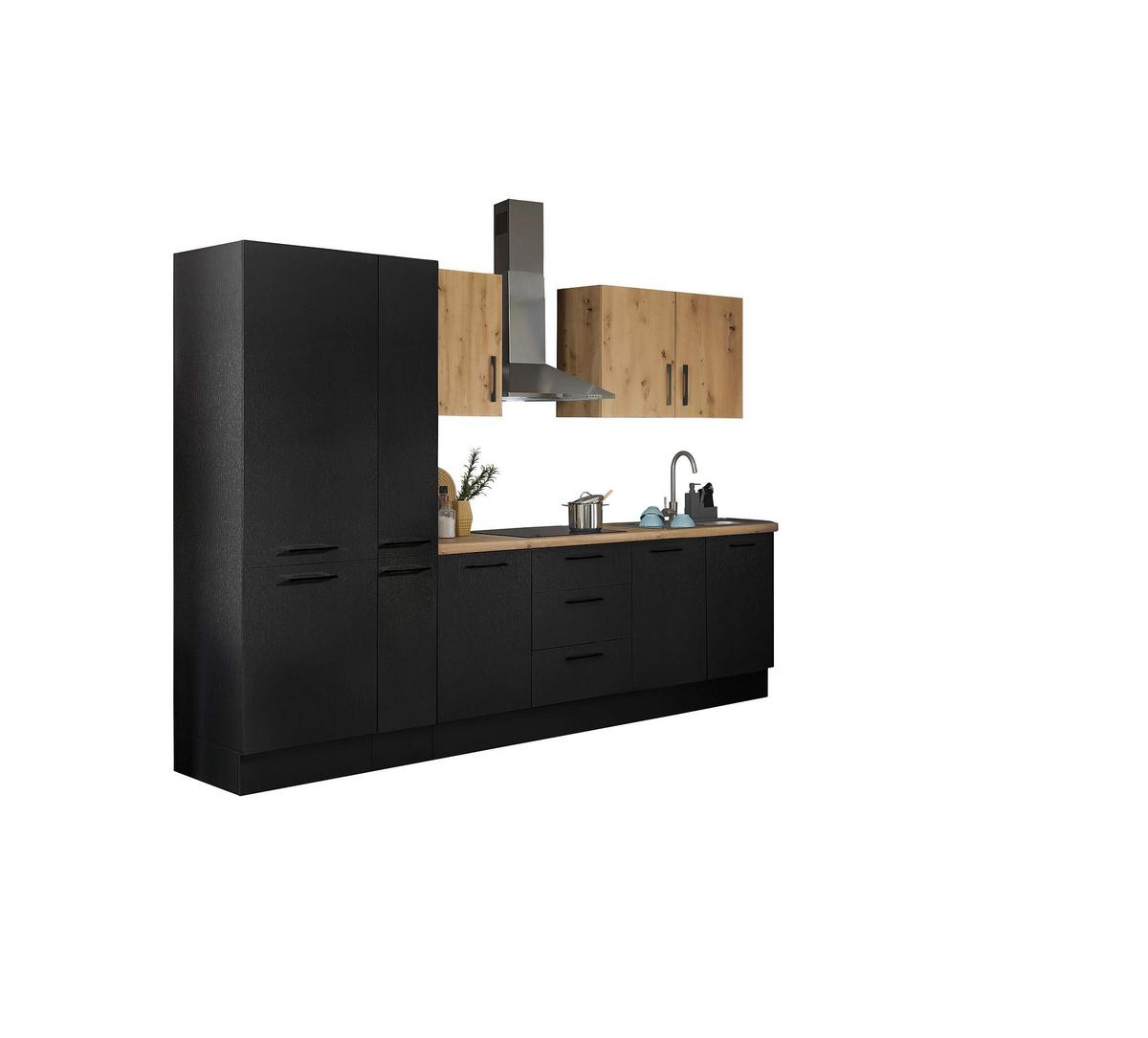 Apothekerschrank TURIN VS30, schwarz - Schwarz, MODERN, Holzwerkstoff/Metall (30/211/57cm)