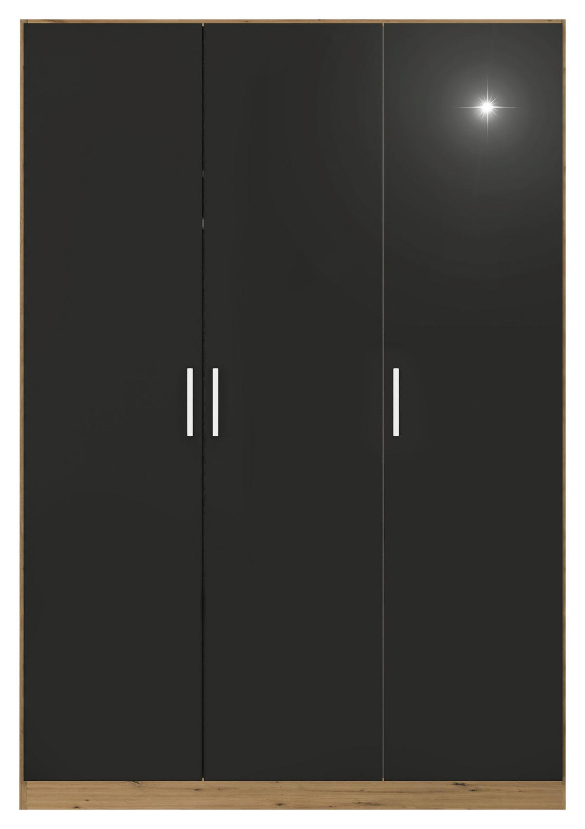 Ormar S Klasičnim Vratima Berlin - siva/hrast Artisan, Moderno, drvni materijal/plastika (136/197/54cm) - Modern Living