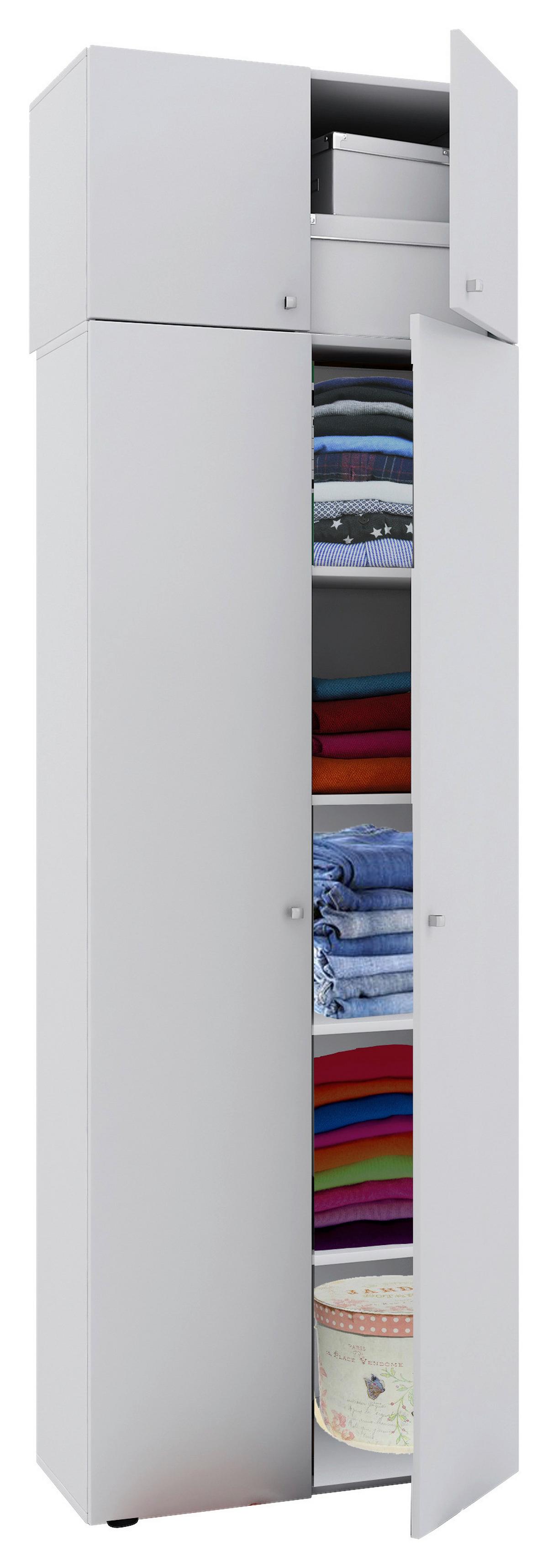 Mehrzweckschrank ''Vandol I'', in Weiß, 5-Fächer - Schwarz/Weiß, MODERN, Holzwerkstoff/Kunststoff (70/218/39cm) - MID.YOU