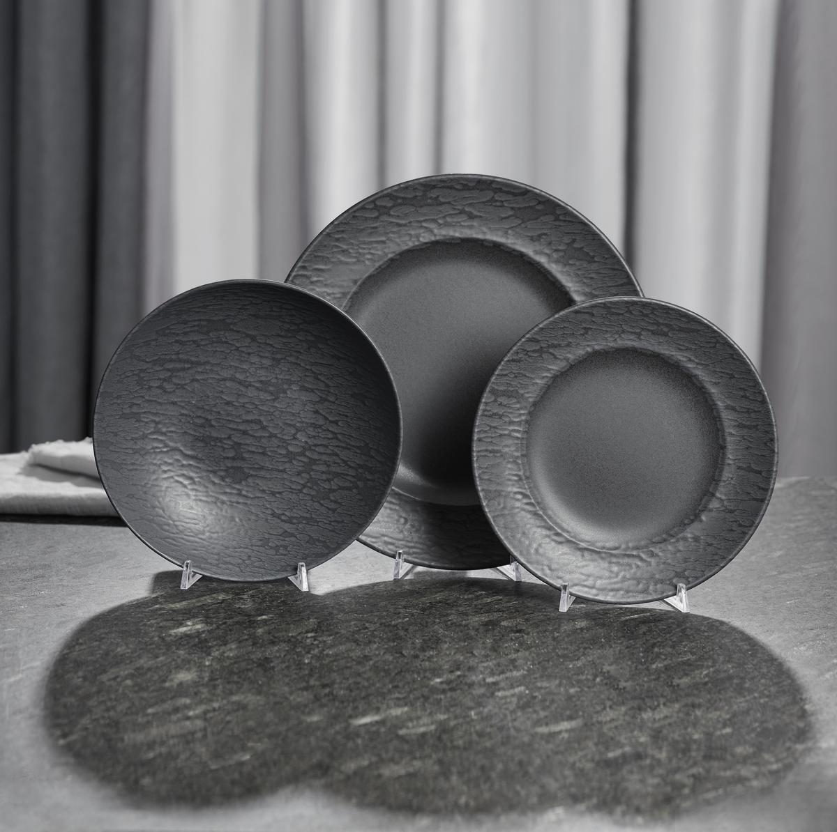 Tányérkészlet Black Vintage - fekete, Modern, kerámia - Premium Living