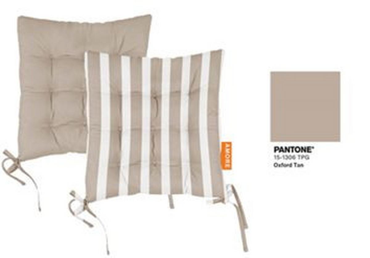 Sitzkissen Amore Streif Weiß/Beige ca. 45x45cm - Beige/Weiß, Textil (45/45cm) - Mömax