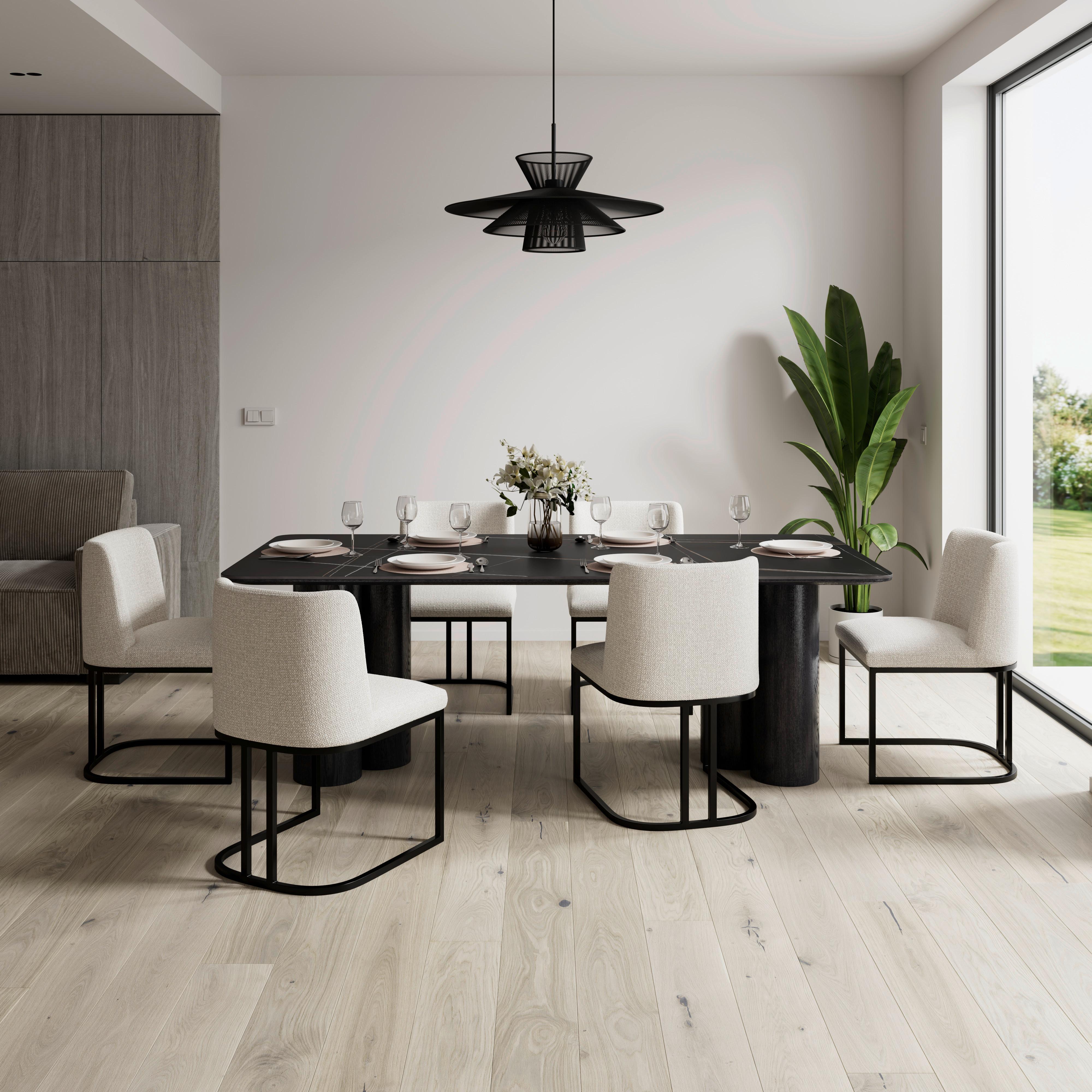 Esstisch Kiano Holz/Keramik Schwarz ca. 220x105 cm - Schwarz, MODERN, Holz/Keramik (220/76/105cm) - Bessagi Home