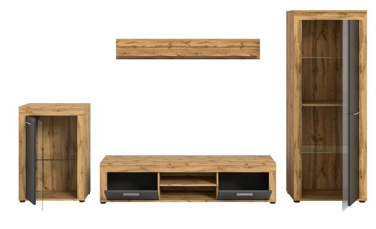 ANSAMBLU MOBILIER CAMERA DE Z JAM - stejar Wotan, Design, sticlă/material pe bază de lemn (310/169/35cm) - Modern Living