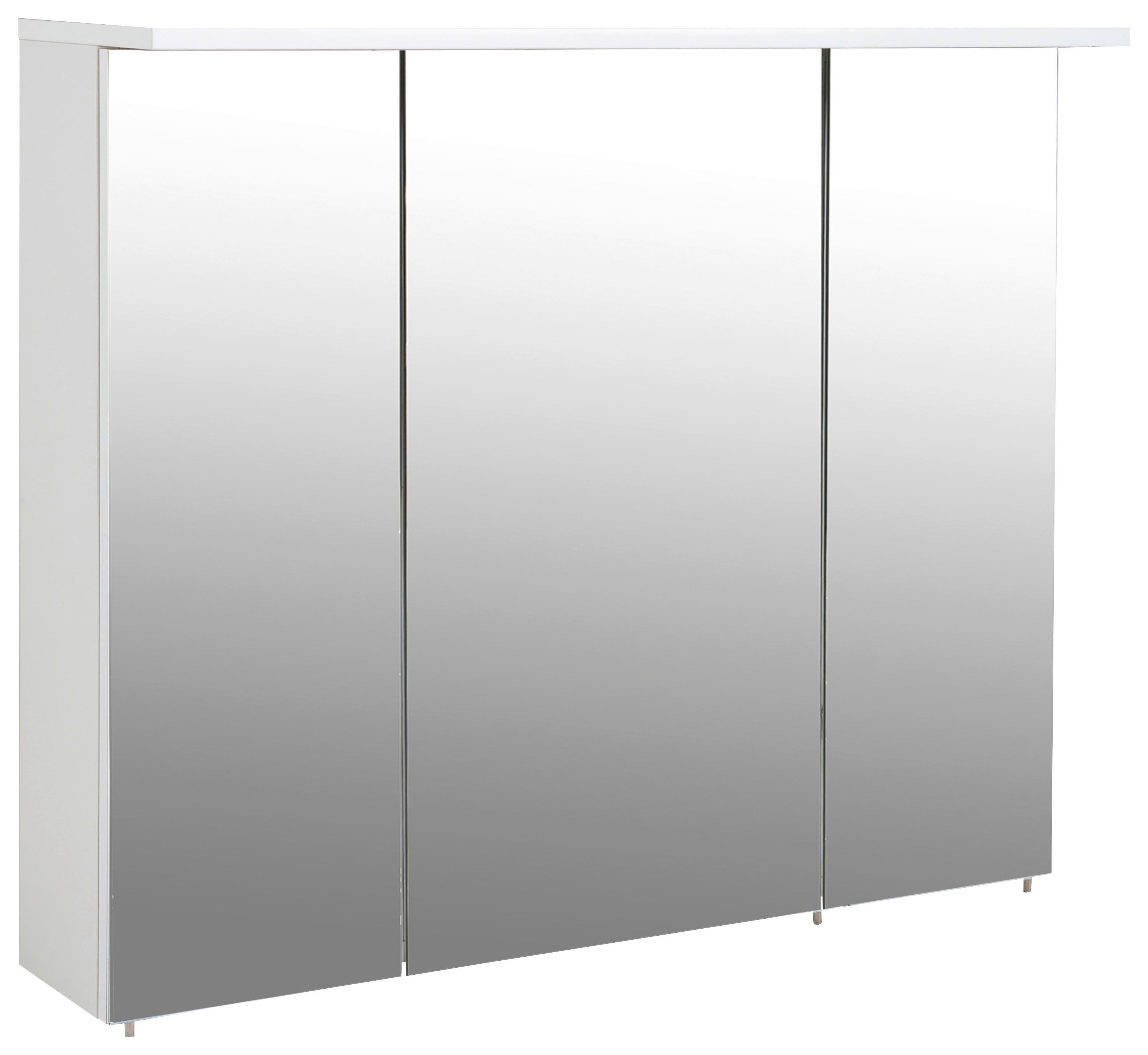 Spiegelschrank Profil 900 Weiß 3-türig - Silberfarben, MODERN, Glas/Holzwerkstoff (90/72,3/16cm) - MID.YOU