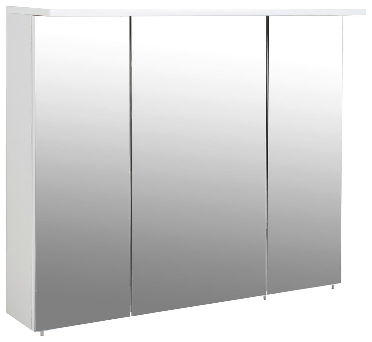 Spiegelschrank Profil 900 Weiß 3-türig - Silberfarben, MODERN, Glas/Holzwerkstoff (90/72,3/16cm) - MID.YOU