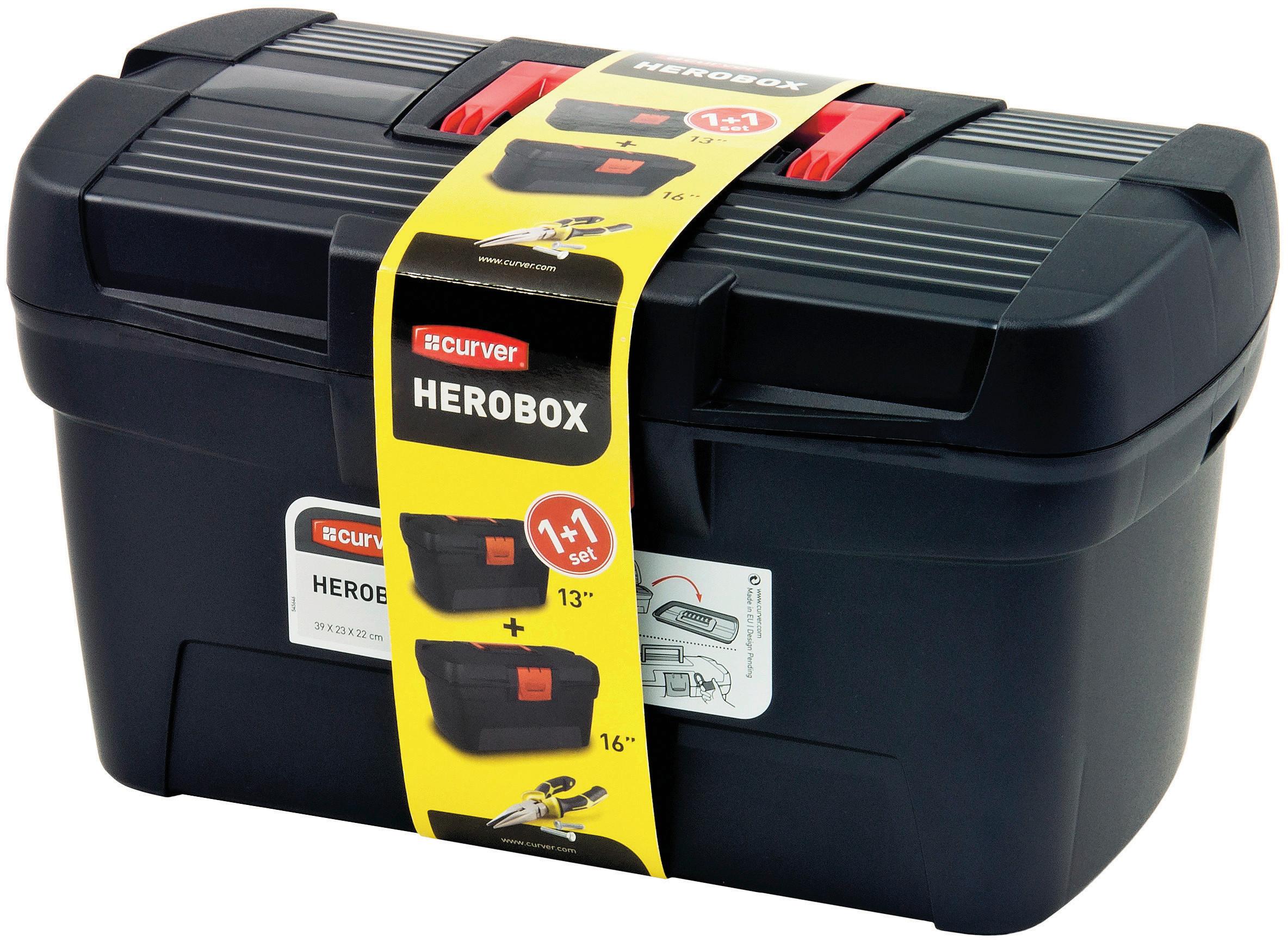 Szerszámosláda Szett Herobox Basic 2db - fekete/piros, műanyag