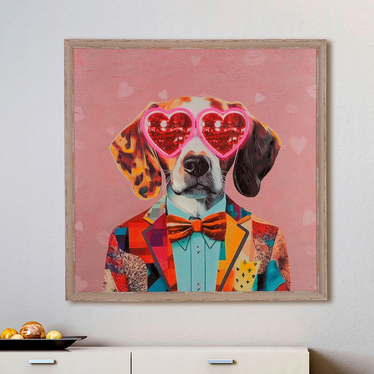 Leinwandbild Dog Love Multicolor ca. 64x64cm - Multicolor, Basics, Holzwerkstoff/Textil (64/64cm)