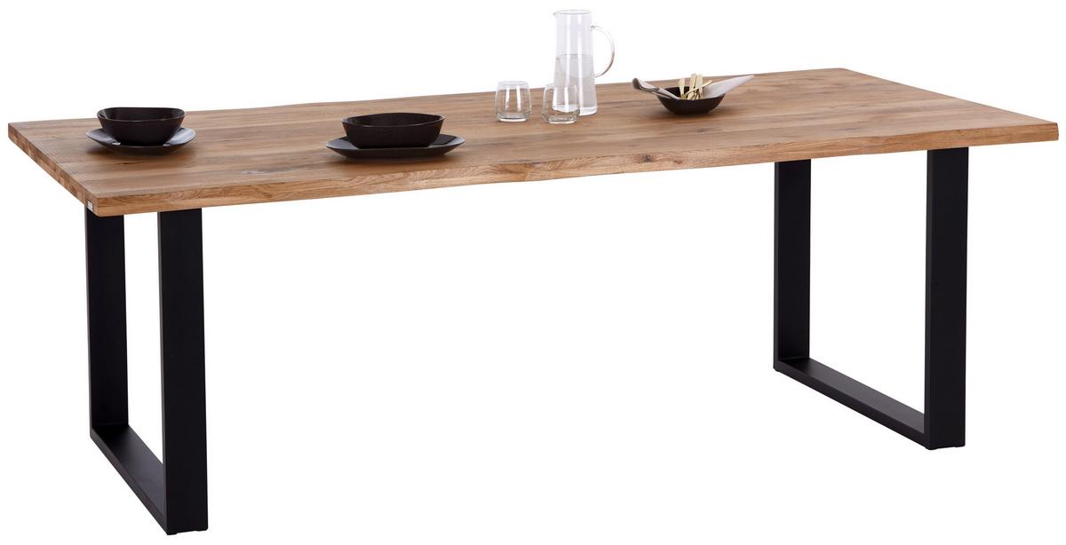 Jedilna Miza Wood, Hrast, Masivno, 220x100 - črna/naravne barve, Konvencionalno, kovina/les (220/75/100cm) - James Wood