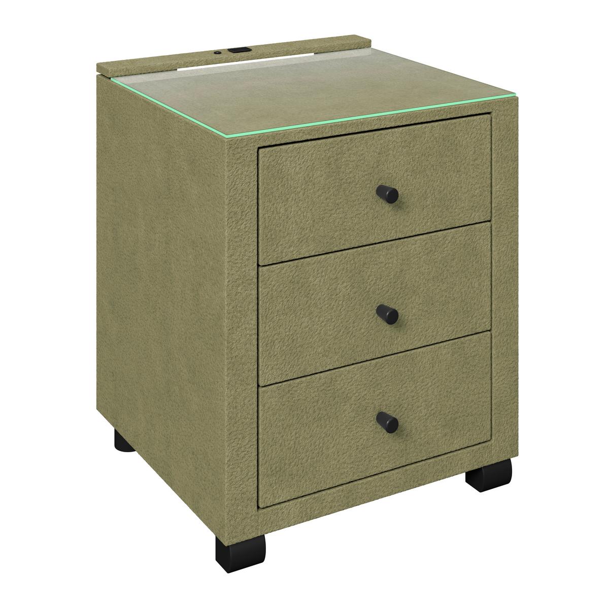 Noćni Ormarić Elysia - zelena, Trend, staklo/drvni materijal (48/68/45,5cm) - Premium Living