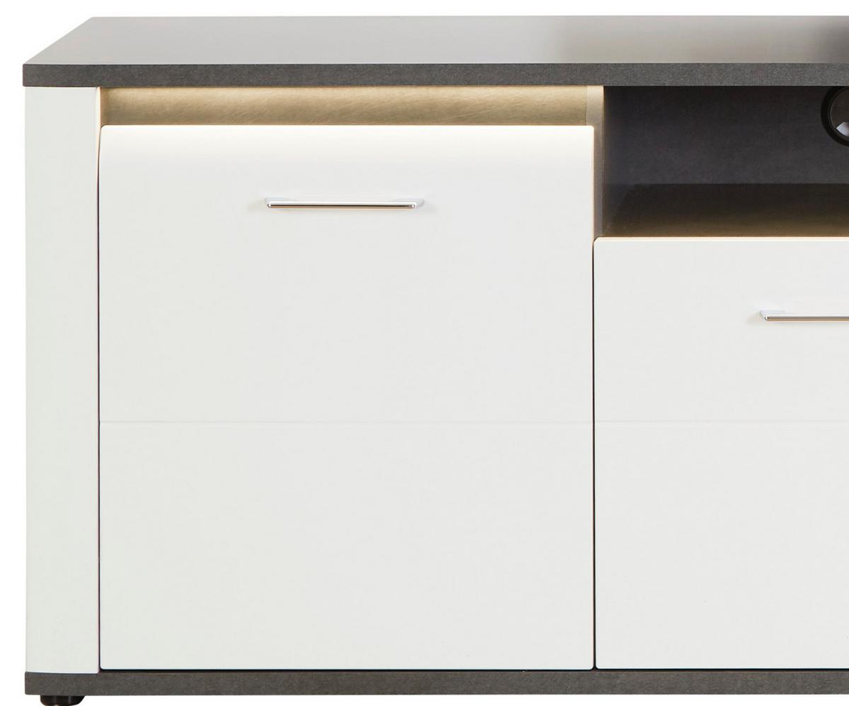 Tv Komoda Alassio - bijela/boje grafita, Moderno, drvni materijal/metal (203,6/62/40,5cm) - Modern Living