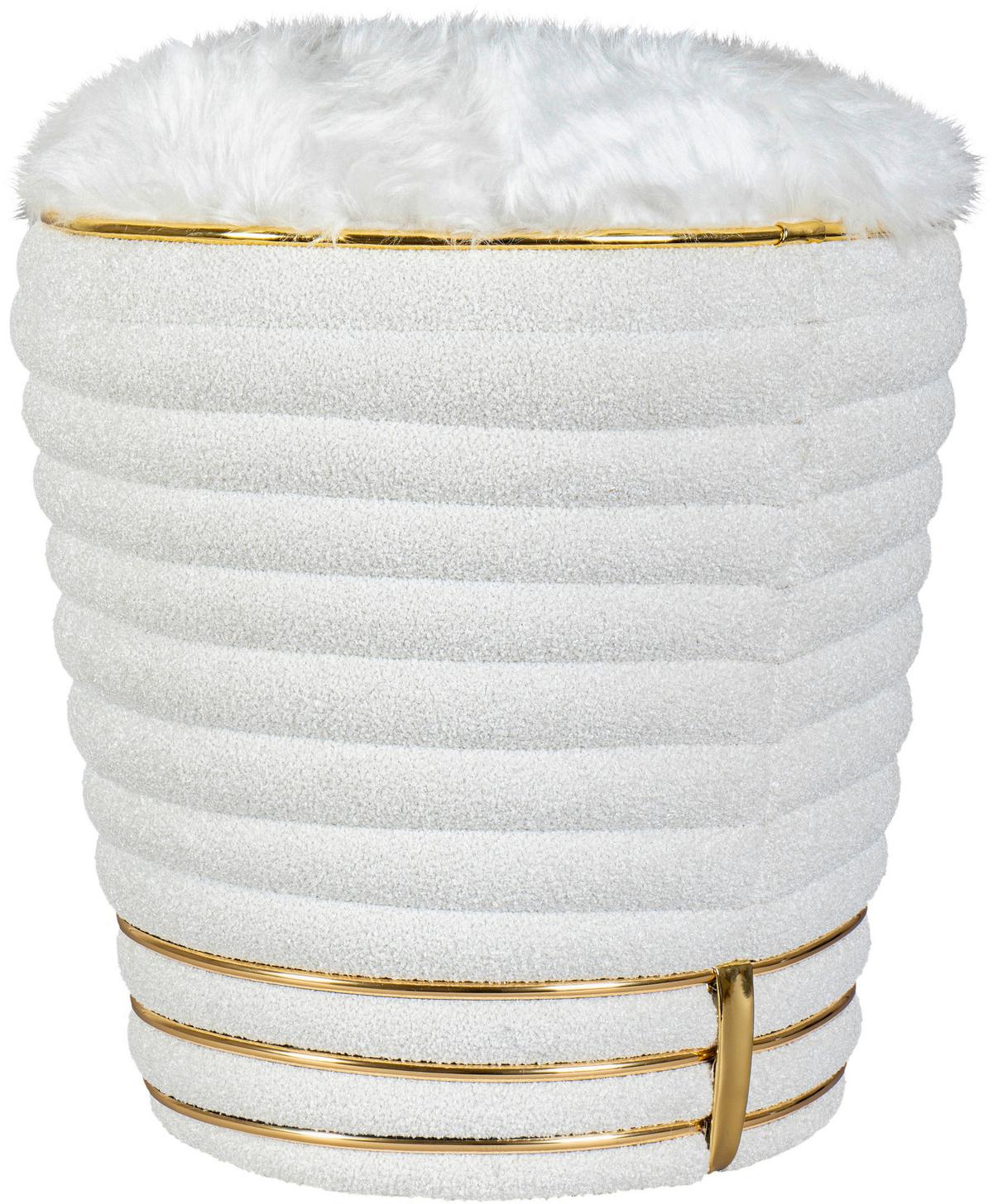 HOCKER DORIC 335 - Weiss/Goldfarben, Design, Textil (42/50cm) - Kayoom