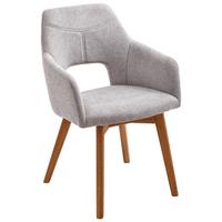KRZESŁO Z PODŁOKIETNIKAMI EVITA - kolor dębowy/szary, Design, drewno/tkanina (57/84/57cm) - Voleo