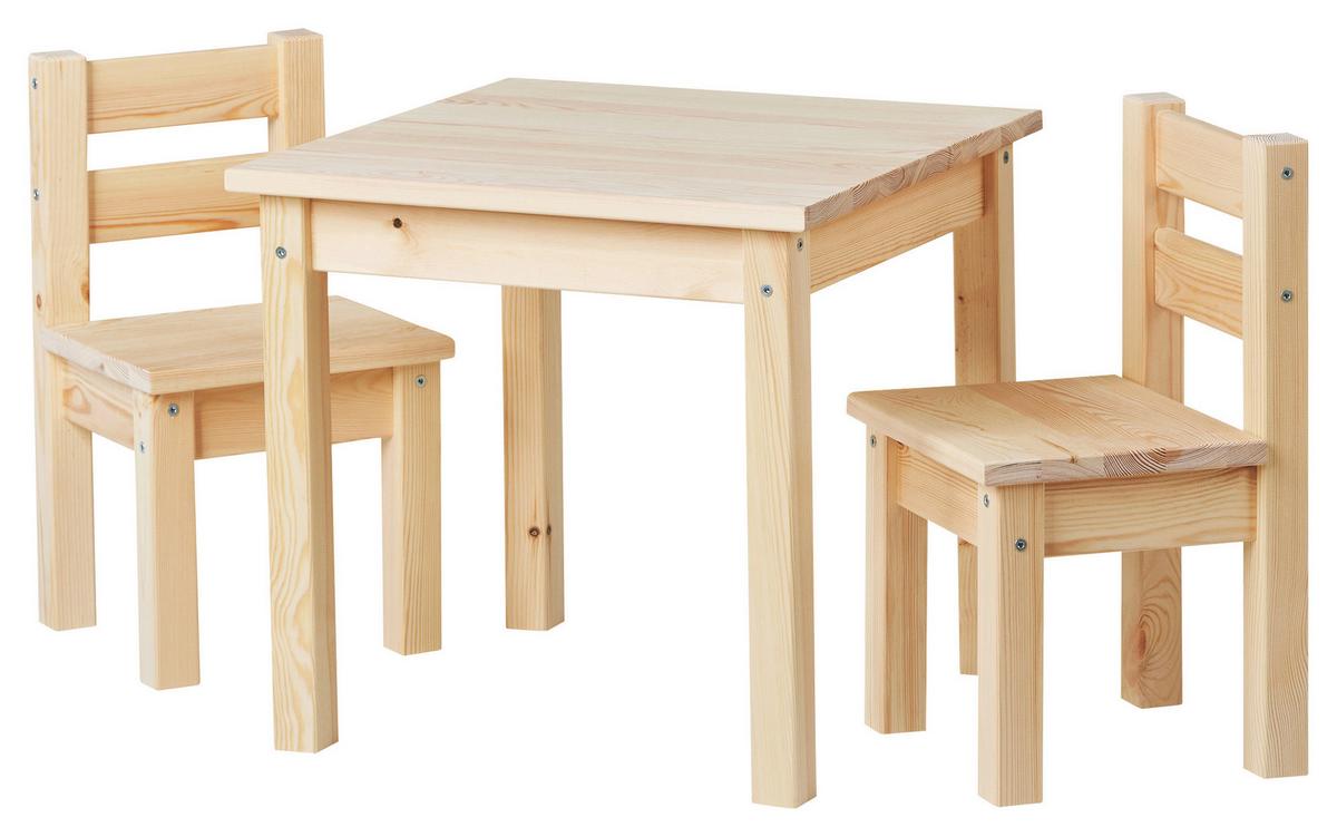 Kindersitzgruppe MADS Naturarben Kiefer teilmassiv - Naturfarben/Kieferfarben, MODERN, Holz - MID.YOU