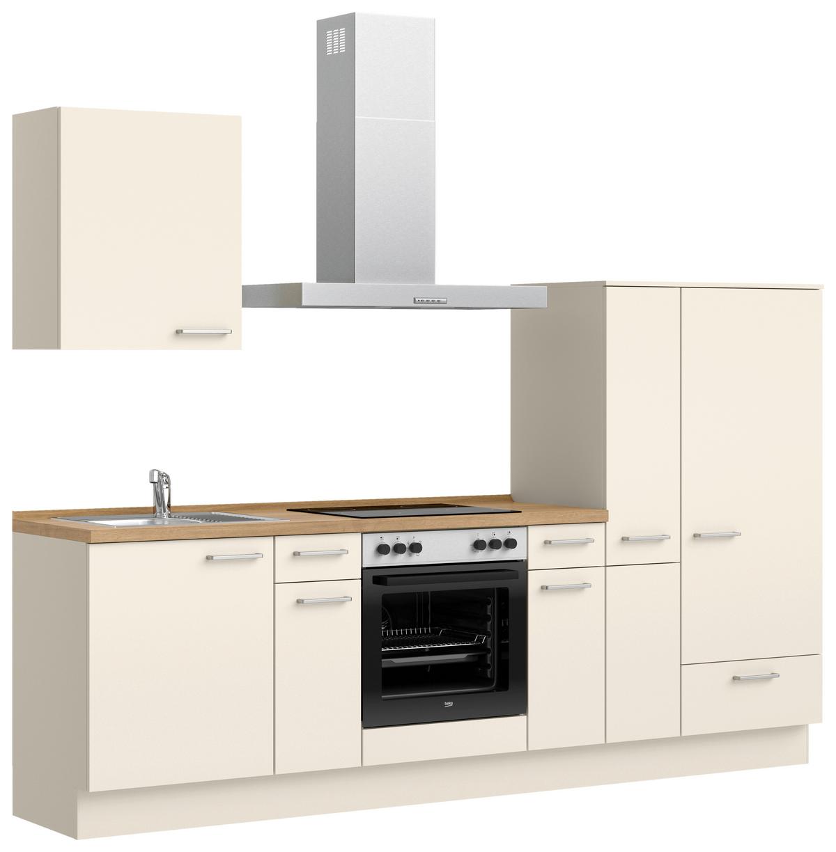 Küchenblock Touch Low m. Geräten Magnolie - Edelstahlfarben/Eichefarben, MODERN, Holzwerkstoff/Metall (270cm) - Nobilia